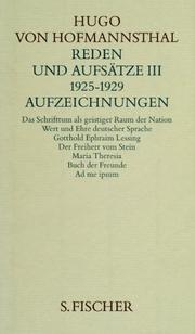 Cover of: Gesammelte Werke, 10 Bde., geb., 10, Reden und Aufsätze III. 1925-1929. Aufzeichnungen.