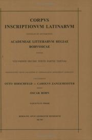 Cover of: Corpus Inscriptionum Latinarum by 