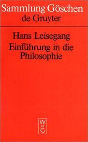 Cover of: Einführung in die Philosophie.