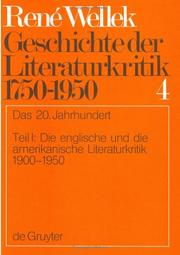 Cover of: Geschichte Der Literaturkritik, 1750-1950 by René Wellek