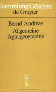 Cover of: Allgemeine Agrargeographie (Sammlung Goschen)