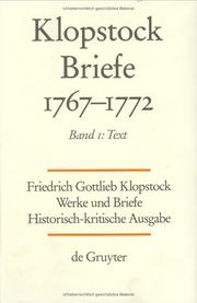 Cover of: Friedrich Gottlieb Klopstock Briefe 1767-1772: Text