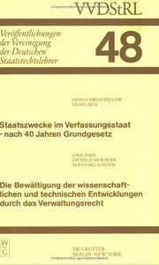 Cover of: Staatszwecke Im Verfassungsstaat - Nach 40 Jahren Grundgesetz (Veroffentlichungen Der Vereinigung Der Deutschen Staatsrechtslehrer, Heft 48) by Heinz-Christoph Link, Georg Ress