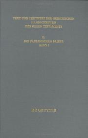 Cover of: Text und Textwert der griechischen Handschriften des Neuen Testaments, Part 2
