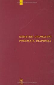Cover of: Demetrii Chomateni: Ponemata Diaphora (Corpus Fontium Historiae Byzantinae - Series Berolinensis)