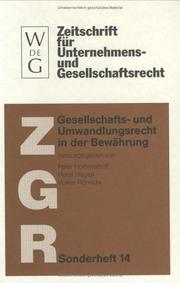 Cover of: Gesellschafts- Und Umwandlungsrecht in Der Bewahrung (Sonderheft 14 Der Zeitschrift Fur Unternehmens Und Gesellschaftsrecht Zgr)