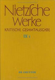 Cover of: Nietzsche Werke Kritische Gesamtausgabe, Section 9, by 