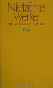 Cover of: Werke by Friedrich Nietzsche, Kritische Gesamtausgabe