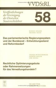 Cover of: Das Parlamentarische Regierungssystem Und Der Bundersrat - Entwicklungsstand Und Reformbedarf