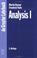 Cover of: Analysis I