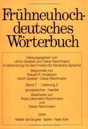 Cover of: Fruhneuhochdeutsches Worterbuch: Grossprechen