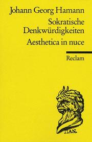 Cover of: Sokratische Denkwürdigkeiten / Aesthetica in nuce.