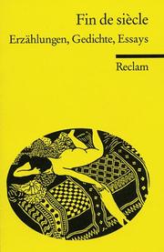 Cover of: Fin de siecle. Erzählungen, Gedichte, Essays. by Wolfgang Asholt, Walter Fähnders
