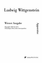 Cover of: Biographischer Apparat. Datierung 1929 - 1932 (Bände 1-10) by Ludwig Wittgenstein