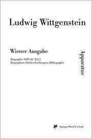 Cover of: Biographischer Apparat. Datierungen 1929-1932 (Bände 1-10): Teil 2 by Ludwig Wittgenstein