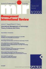 Cover of: International Management of Technologie. Theory, Evidence and Policy.