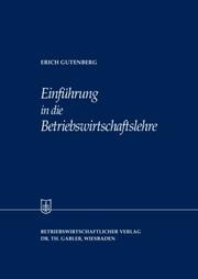 Cover of: Einführung in die Betriebswirtschaftslehre.