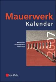 Cover of: Mauerwerk-kalender by Hans-Jörg Irmschler, Peter Schubert, Wolfram Jäger