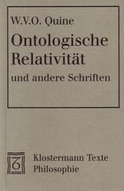 Cover of: Ontologische Relativität und andere Schriften by Willard Van Orman Quine