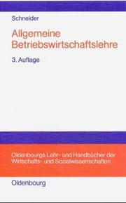 Cover of: Allgemeine Betriebswirtschaftslehre.