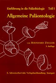 Cover of: Einführung in die Paläobiologie, Tl.1, Allgemeine Paläontologie