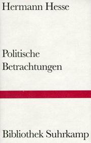 Cover of: Politische Betrachtungen.