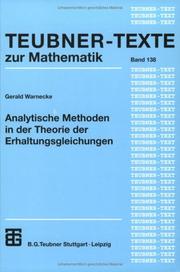 Cover of: Analytische Methoden in der Theorie der Erhaltungsgleichungen.