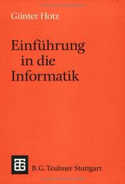 Cover of: Einführung in die Informatik.