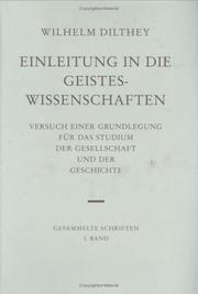 Cover of: Gesammelte Schriften, Bd.1, Einleitung in die Geisteswissenschaften