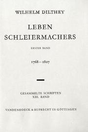 Cover of: Leben Schleiermachers I. ( 1768-1802). (Bd. XIII)