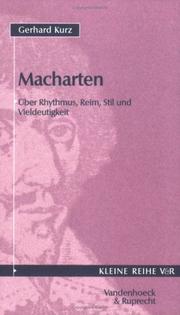Cover of: Macharten. Über Rhythmus, Reim, Stil und Vieldeutigkeit. by Gerhard Kurz
