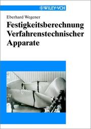 Cover of: Festigkeitsberechnung Verfahrenstechnischer Apparate