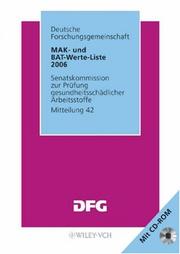 Cover of: MAK- Und BAT-Werte-Liste by Deutsche Forschungsgemeinschaft.