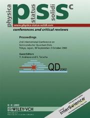 Cover of: Proceedings of the 2nd International Conference on Semiconductor Quantum Dots (QD2002): physica status solidi (c) - conferences and critical reviews, Vol. ... Solidi: Conferences & Critical Reviews) | 