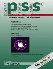 Cover of: Proceedings of the 7th International Workshop on Nonlinear Optics and Excitation Kinetics in Semiconductors (NOEKS 7): physica status solidi (c) - conferences ... Solidi: Conferences & Critical Reviews)
