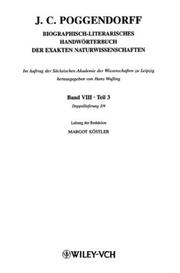 Cover of: Biographisch-Literarisches Handworterbuch Der Exakten Naturwissenschaften - Band VIII Teil 3 Doppelliefurng 3 + 4 by Johann Christian Poggendorff