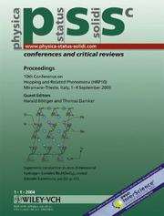 Cover of: Proceedings of the 10th Conference on Hopping and Related Phenomena (HRP 10), Miramare-Trieste, Italy, 1-4 September 2003: physica status solidi (c) - ... Solidi: Conferences & Critical Reviews) by 