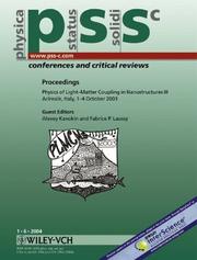 Cover of: Proceedings of the 3rd Conference on Physics of Light-Matter Coupling in Nanostructures Acireale, Italy, 1-4 October, 2003 (Conferences & Critical Reviews)