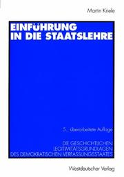 Cover of: Einführung in die Staatslehre.