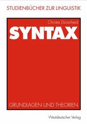 Cover of: Syntax. Grundlagen und Theorien. by Christa Dürscheid, Christa Dürscheid