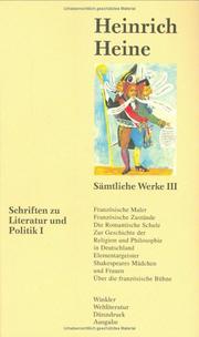 Cover of: Sämtliche Werke, 4 Bde., Ln, Bd.3, Schriften zu Literatur und Politik by Werner Vordtriede