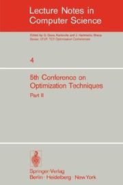 Cover of: Fifth Conference on Optimization Techniques. Rome 1973 by IFIP Conference on Optimization Techniques (5th 1973 Rome)