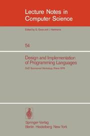 Cover of: Design and Implementation of Programming Languages: Proceedings of a DoD Sponsored Workshop, Ithaca, October 1976 (Lecture Notes in Computer Science)