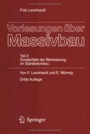 Cover of: Vorlesungen über Massivbau: Teil 2 by Fritz Leonhardt, Eduard Mönnig