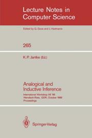 Cover of: Analogical and Inductive Inference by Klaus P. Jantke