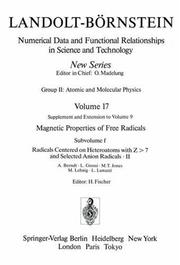 Cover of: Radicals Centered on Heteroatoms with Z > 7 and Selected Anion Radicals II / Heteroatomzentrierte (Z > 7) Radikale und ausgewählte Anionradikale II (Numerical ... Relationships in Science & Technology)