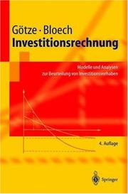Cover of: Investitionsrechnung by Uwe Götze