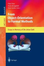 Cover of: From Object-Orientation to Formal Methods: Essays in Memory of Ole-Johan Dahl (Lecture Notes in Computer Science)