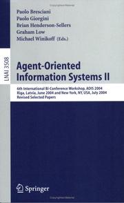 Cover of: Agent-Oriented Information Systems II by 