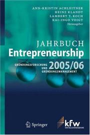 Cover of: Jahrbuch Entrepreneurship 2005/06: Gründungsforschung und Gründungsmanagement